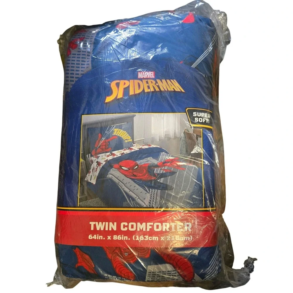 Marvel Spider-Man Twin Comforter Super Soft Blue Red Kids Bedding 64x86